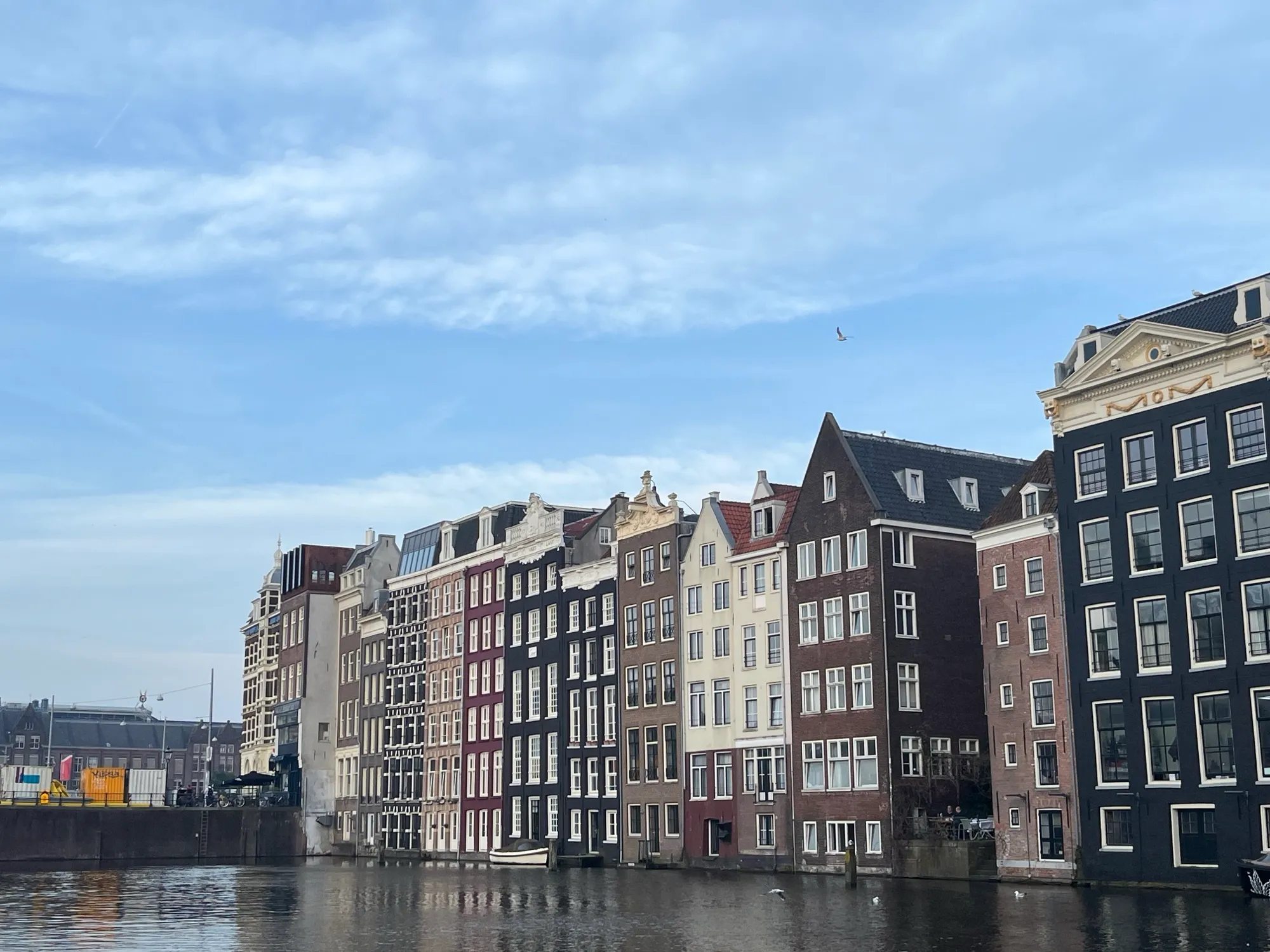Canal houses along the water in Amsterdam